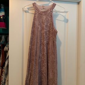 Purple spaghetti strap lace dress